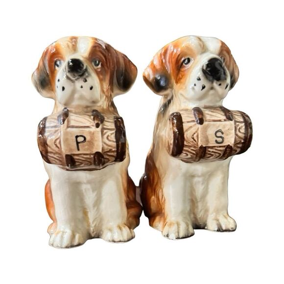 Home Decor – Vintage 1950s St. Bernard Salt & Pepper Shakers - Picture 1 of 2